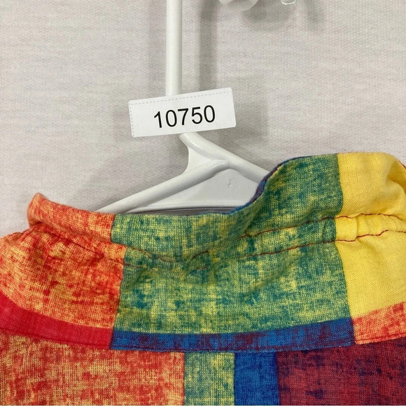 Terra Multi Color Plaid Cotton Blend Art to Wear Button Down Medium - Picture 10 of 11
